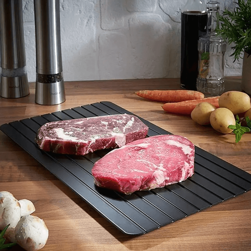 EcoThaw - Herbruikbare aluminium ontdooibak voor het snel ontdooien van vlees en voedsel