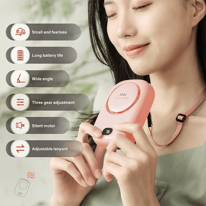 Draagbare, hangende minihalsventilator 2000mAh