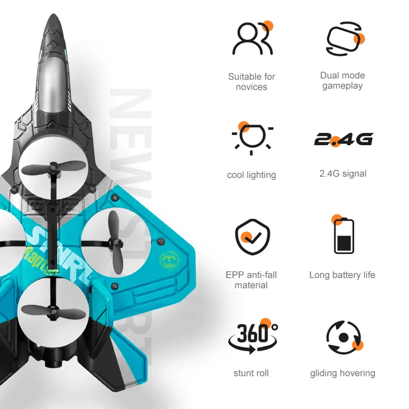 RC gevechtsvliegtuig in duurzaam EPP-schuim met LED-lampjes | vliegtuig met afstandsbediening 2,4GHz voor beginners & kinderen - modelvlucht met 360° Loop & lange vliegtijd