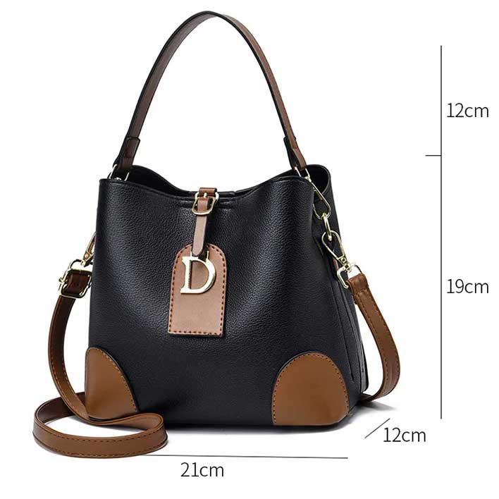 Modeva - Designer Geïnspireerd Vintage Leren Handtas met Emmer en Schouderriem