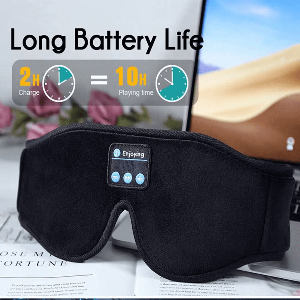 Snoozeit.™ - Bluetooth-slaapmasker met HD-luidsprekers - 3D-slaapkoptelefoon met automatische uitschakeling | draadloze Bluetooth 5.0