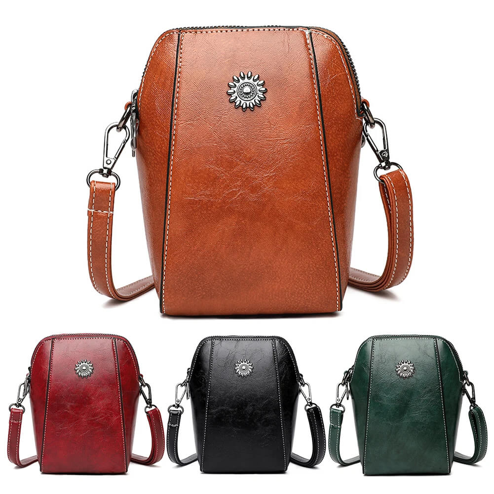 Vintage Crossbody Leren Tas voor Vrouwen - Verstelbare Schouderriem, Compact Ontwerp en Elegante Stijl
