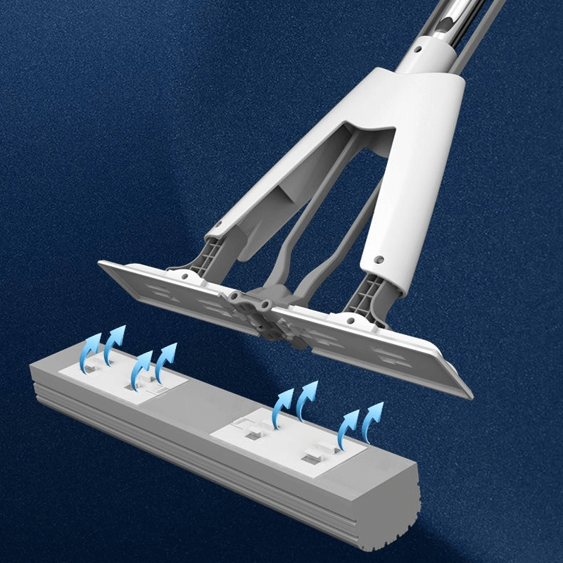 Zelfpersende mop met telescopische steel - opvouwbare katoenen mop voor effectief reinigen en drogen van vloeren