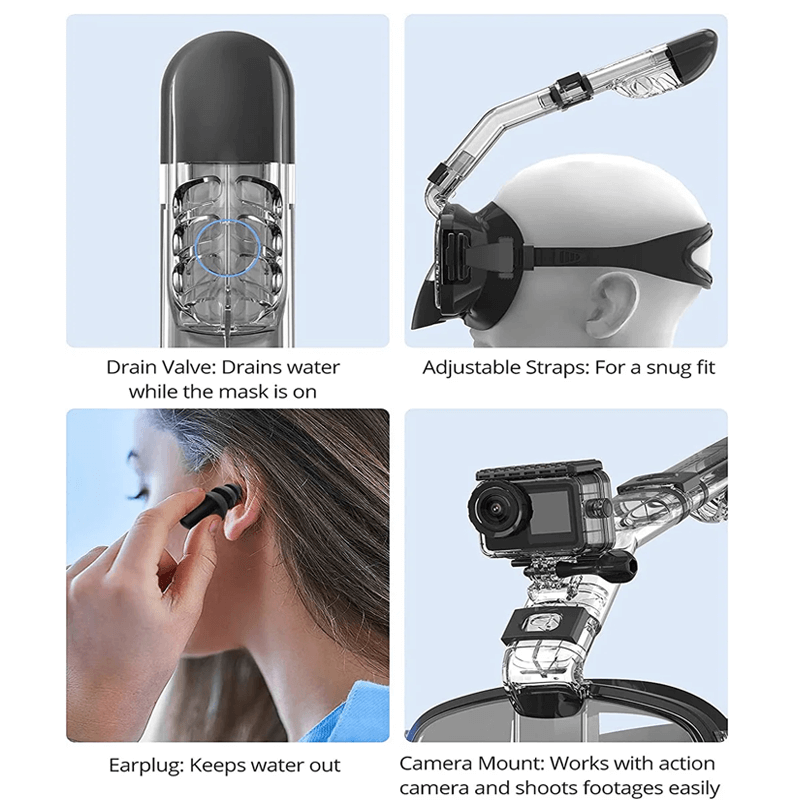 Opvouwbaar snorkelmasker, duikmasker volwassene