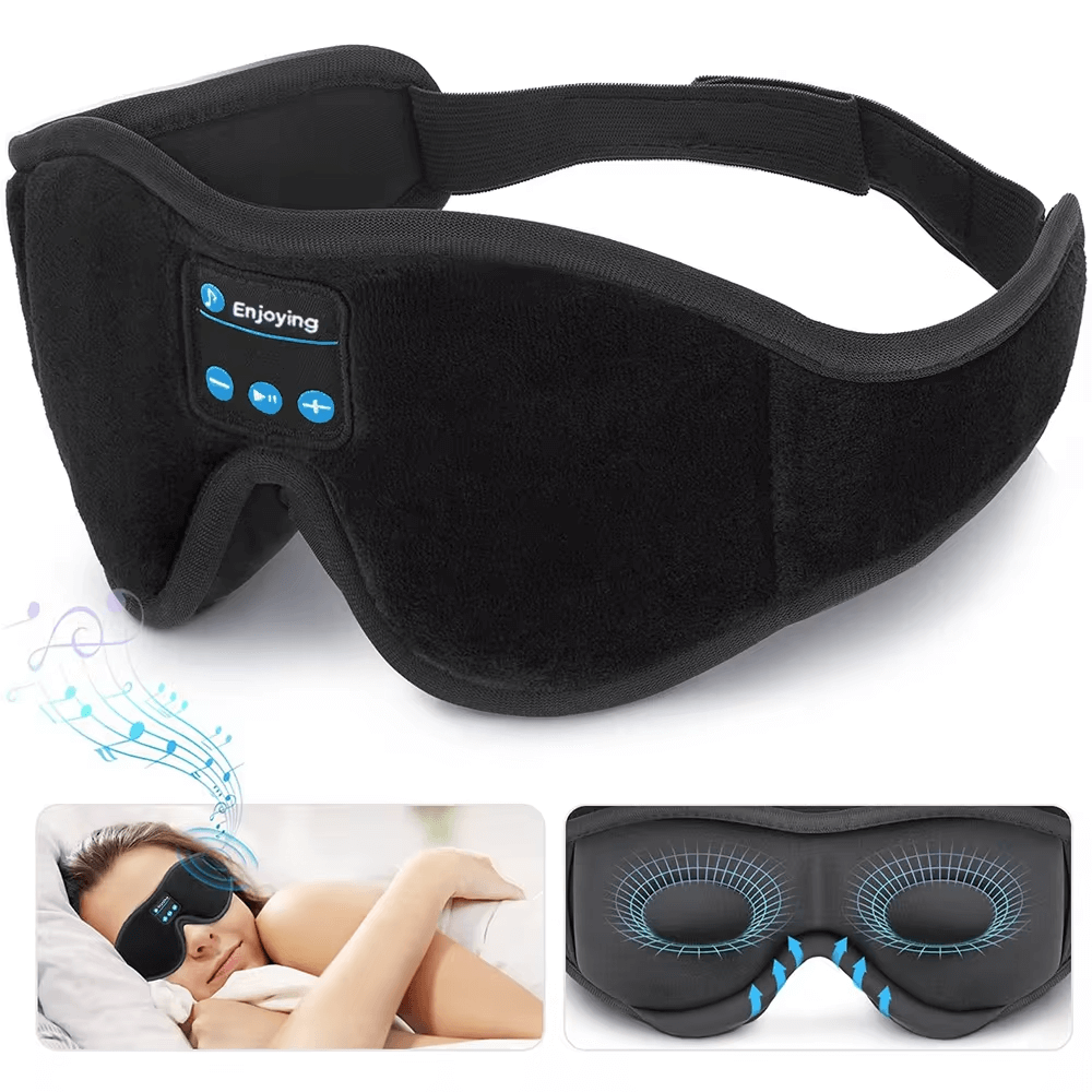 Snoozeit.™ - Bluetooth-slaapmasker met HD-luidsprekers - 3D-slaapkoptelefoon met automatische uitschakeling | draadloze Bluetooth 5.0