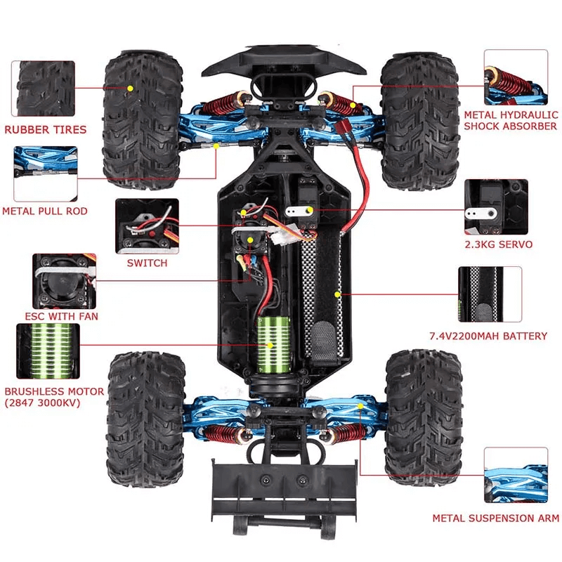 2.4G 4WD Brushless RC Car - Hoge snelheid Off-Road Racing voertuig met 80 km/h