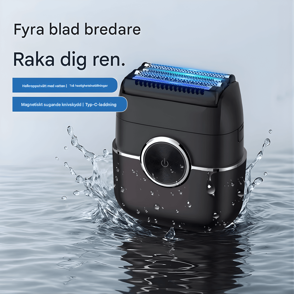 TrimPro – Portabel Elektrisk Rakapparat med 4-Bladssystem & Tvättbar Design för Kropp och Ansikte