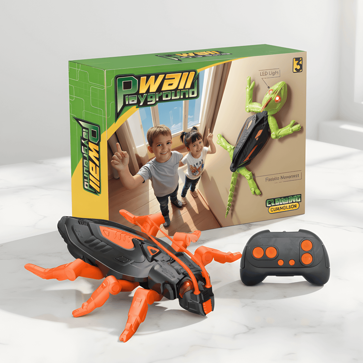 CrawlBot – Fjärrstyrd Väggklättrande Gecko & Kackerlacka Leksak med LED-ljus & Uppladdningsbart Batteri för Barn