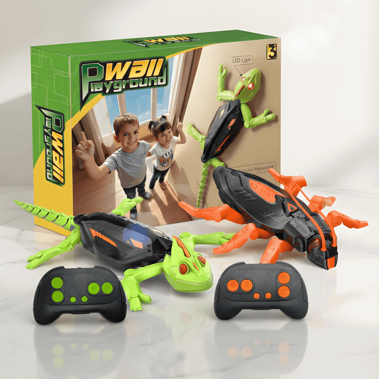 CrawlBot – Fjärrstyrd Väggklättrande Gecko & Kackerlacka Leksak med LED-ljus & Uppladdningsbart Batteri för Barn
