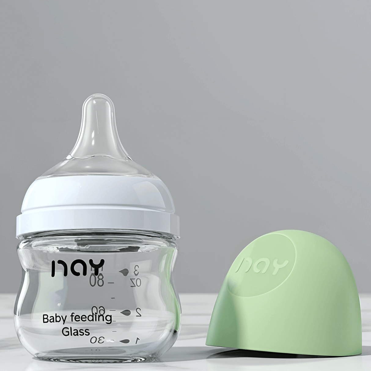 BabyFlow – Anti-Kolik Babyflaska i Glas med Mjukt Silikonnapp & Kontrollerad Flödesdesign