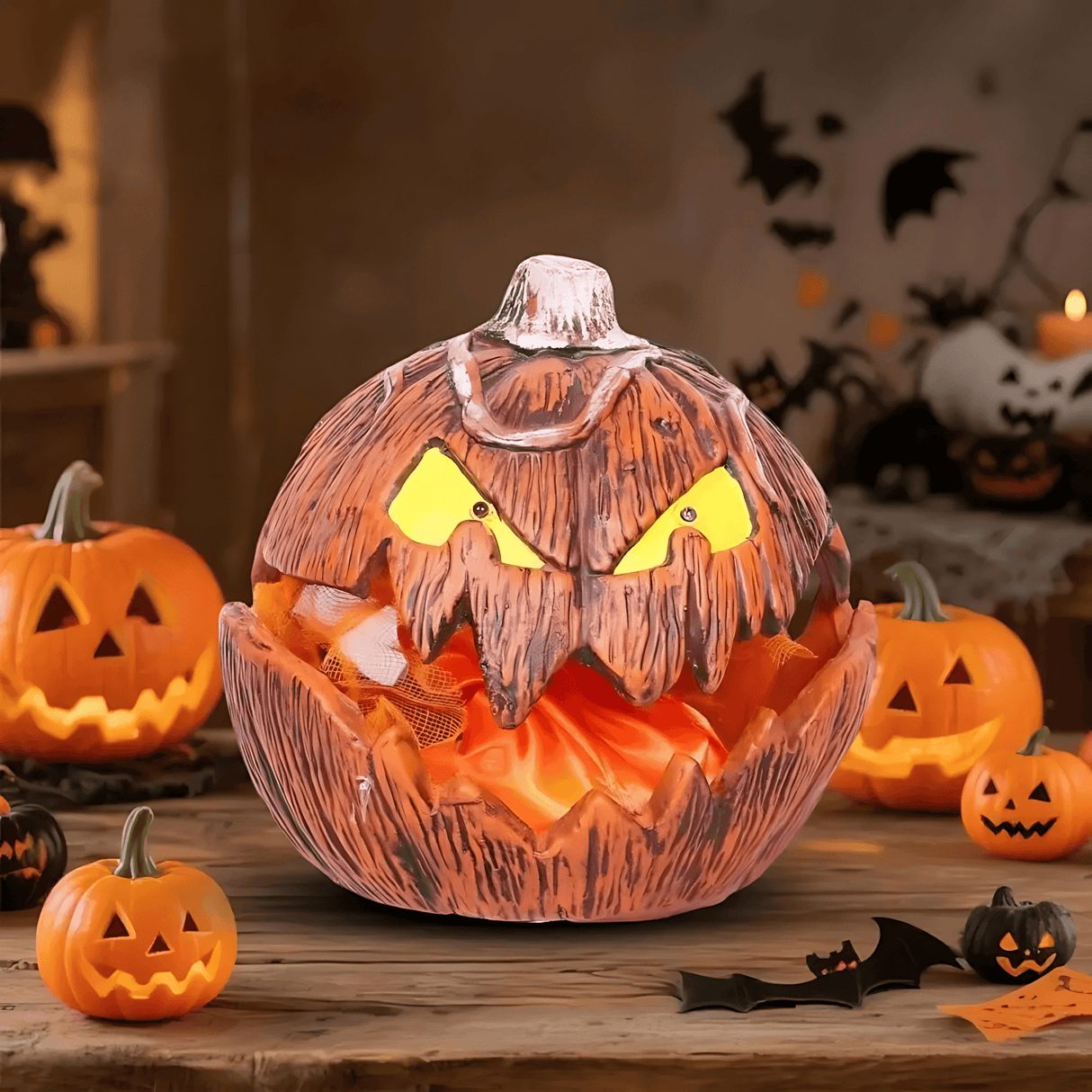 PumpkinFright – Animated Halloween Pumpa med LED-ögon & Ljudeffekter för Spökhus och Festdekoration
