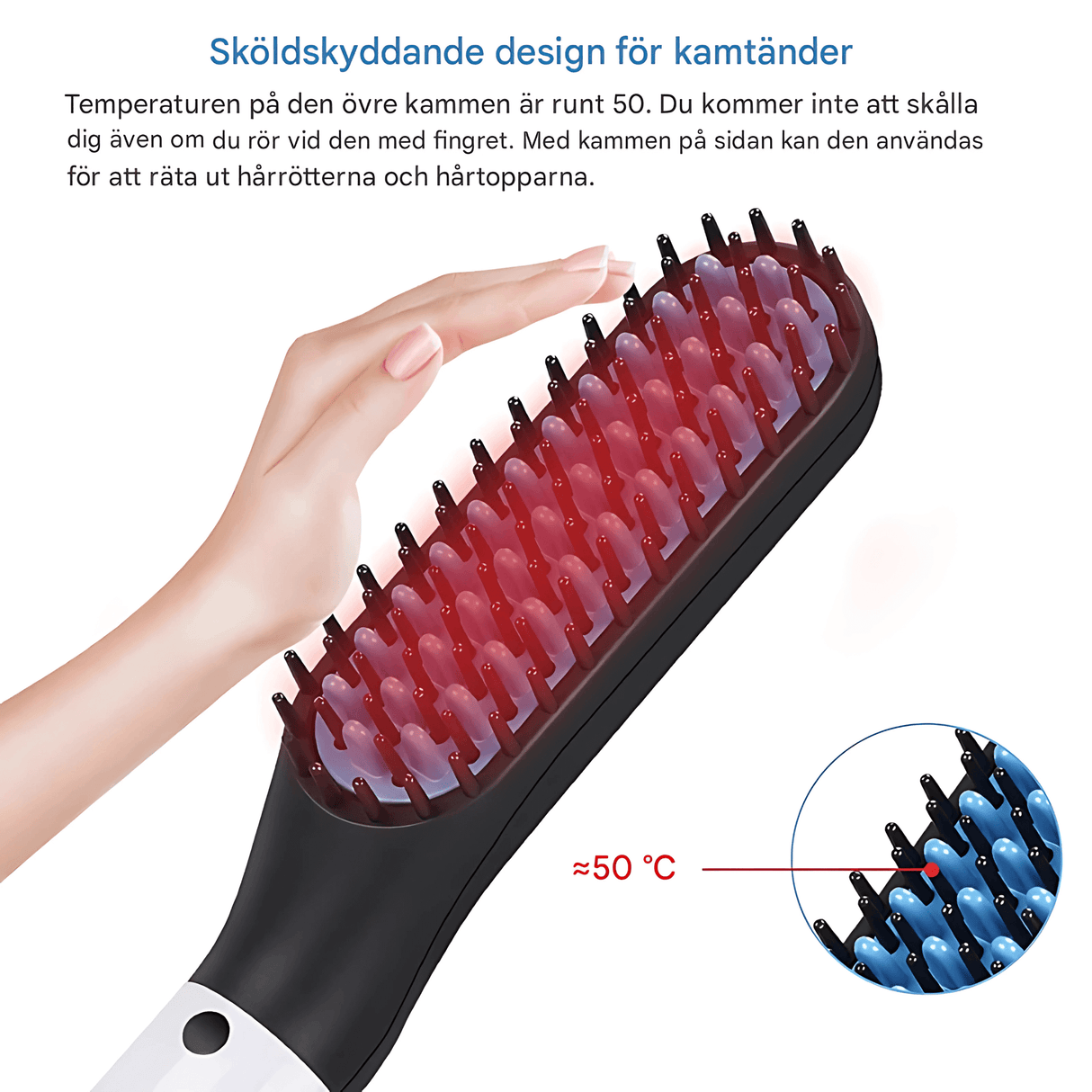 GroomFlex – Elektrisk Kam och Hårstyler med Jonisering & Justerbar Värme för Skägg och Hår