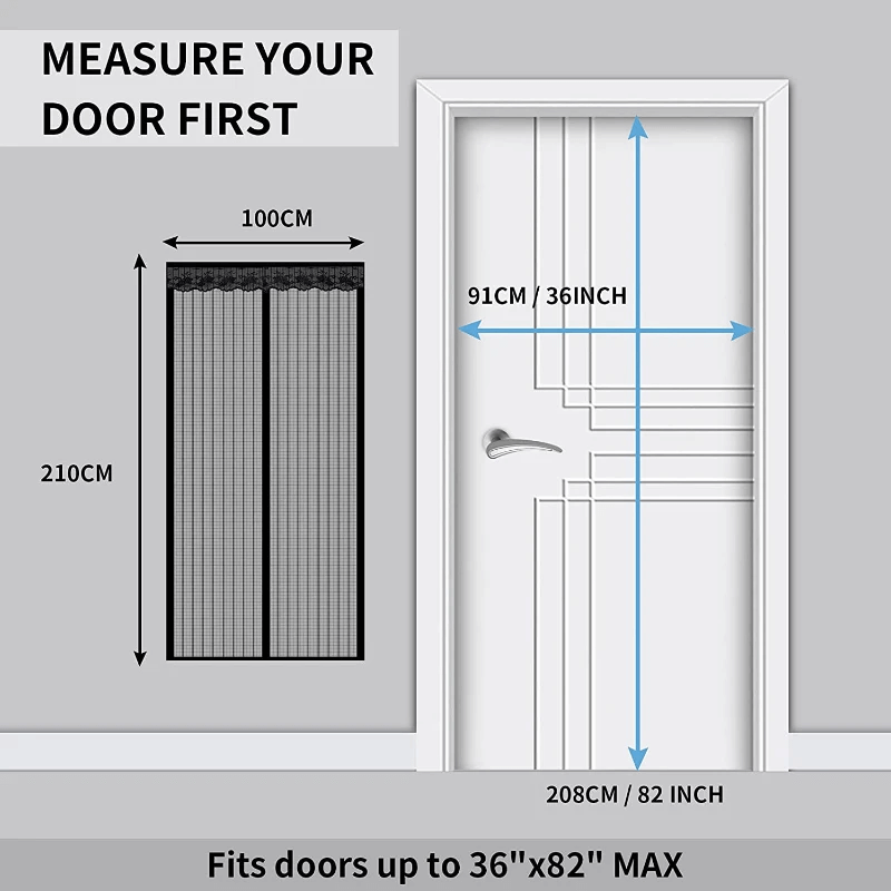 Magnetisch muskietennet voor deur met automatische sluiting | Insectennet met magnetisch slot - Bescherming tegen muggen voor patio, balkon & ingang (Meerdere maten)