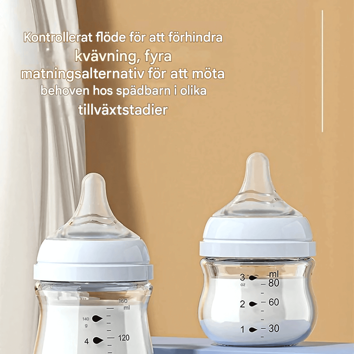 BabyFlow – Anti-Kolik Babyflaska i Glas med Mjukt Silikonnapp & Kontrollerad Flödesdesign