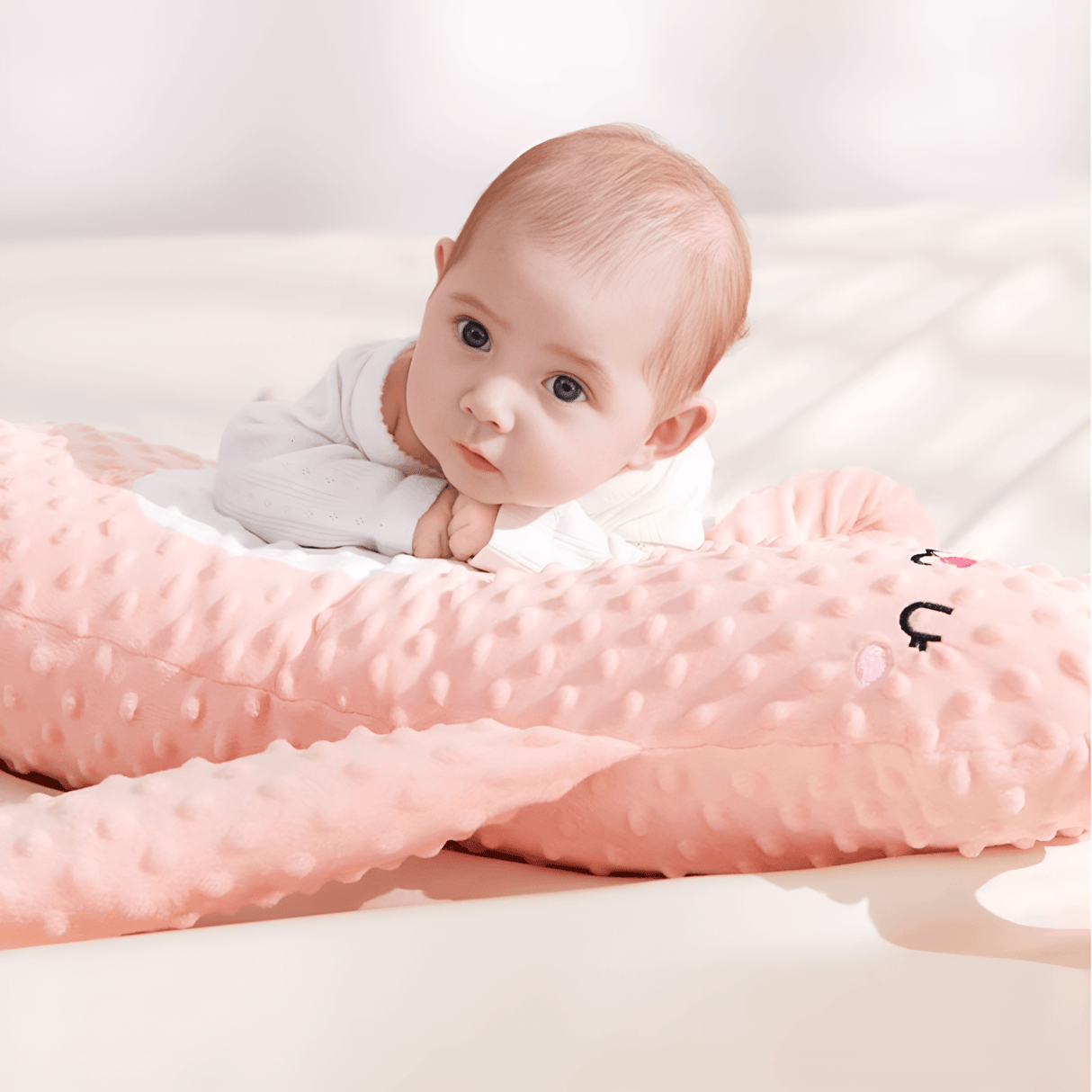 CuddleNest – Multifunktionell Barnsömn Docka med Trygghetskänsla, Värme, Musik och Flappande Fingrar