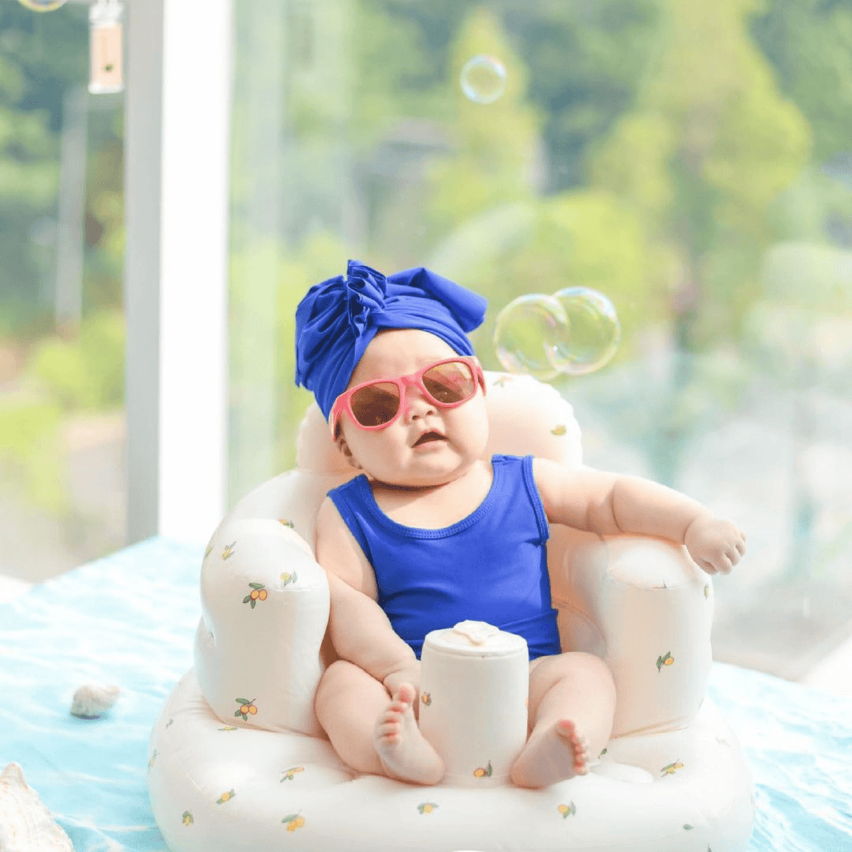 BabyNest – Uppblåsbar Babyfåtölj i PVC för Matning, Bad & Lek