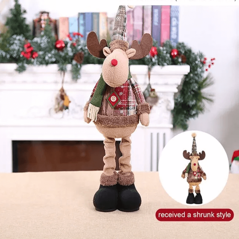 Kerstpop ornament van stof, met of zonder uitschuifbare poten - kerstversiering, kerstman, eland, sneeuwpop