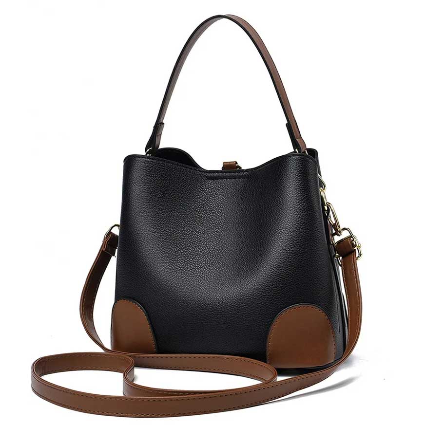 Modeva - Designer Geïnspireerd Vintage Leren Handtas met Emmer en Schouderriem