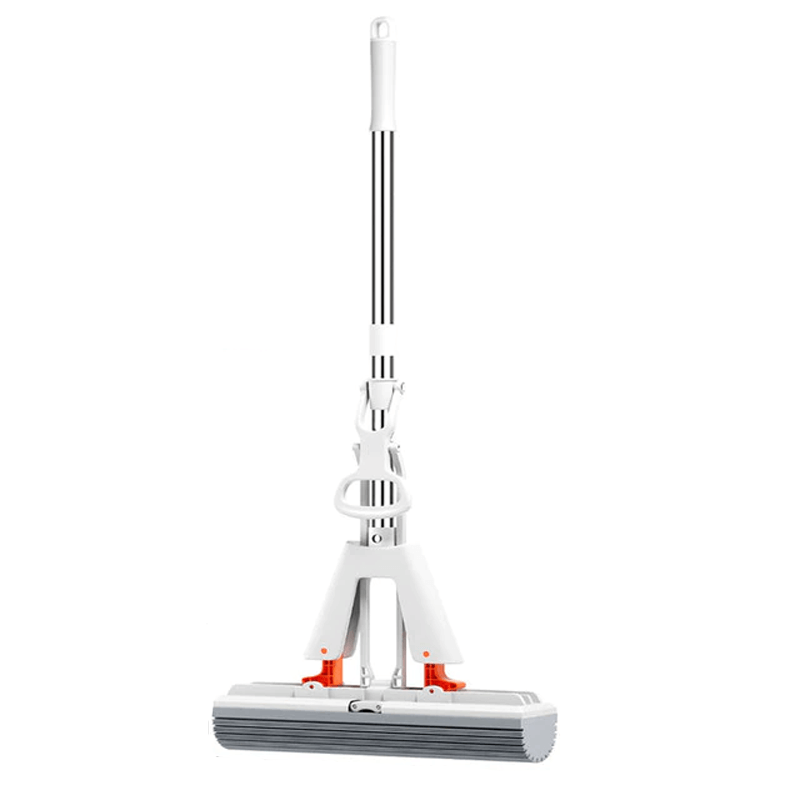 Zelfpersende mop met telescopische steel - opvouwbare katoenen mop voor effectief reinigen en drogen van vloeren