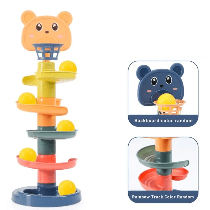 Montessori Ballenglijbaan voor kinderen - Educatief pakket met gekleurde ringen - Zintuiglijk spel en vroege ontwikkeling 3m+