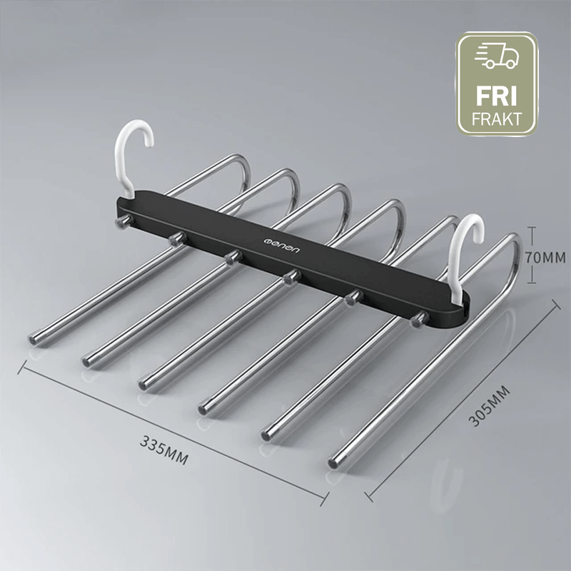 6-in-1 Roestvrij Staal Opvouwbaar Broekenrek | Multifunctionele Kleerhanger voor Garderobe & Reizen - Bespaar ruimte met verstelbare lagers