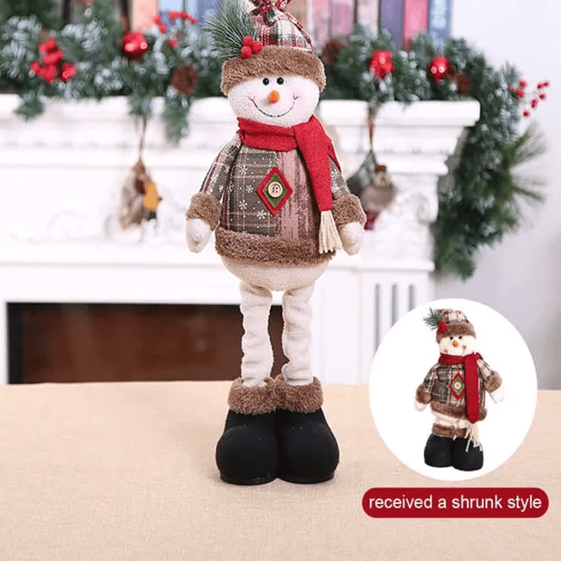 Kerstpop ornament van stof, met of zonder uitschuifbare poten - kerstversiering, kerstman, eland, sneeuwpop