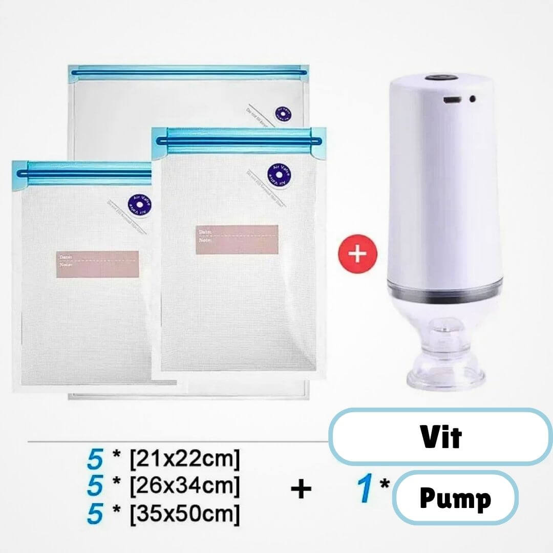 FreshSeal - Vacuümverpakkingsset voor langer houdbaar voedsel