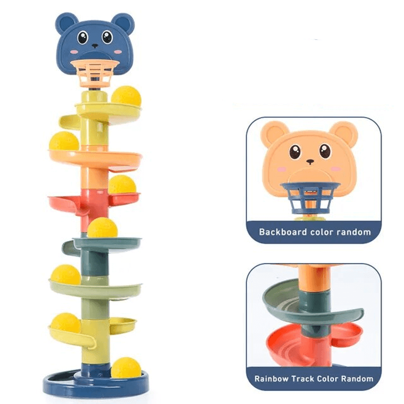 Montessori Ballenglijbaan voor kinderen - Educatief pakket met gekleurde ringen - Zintuiglijk spel en vroege ontwikkeling 3m+