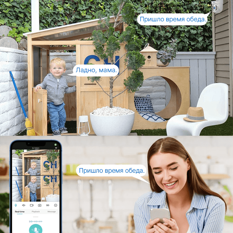 360° WiFi bewakingscamera met dubbele lens | AI menselijke detectie, nachtzicht, IP66 & mobiele bediening