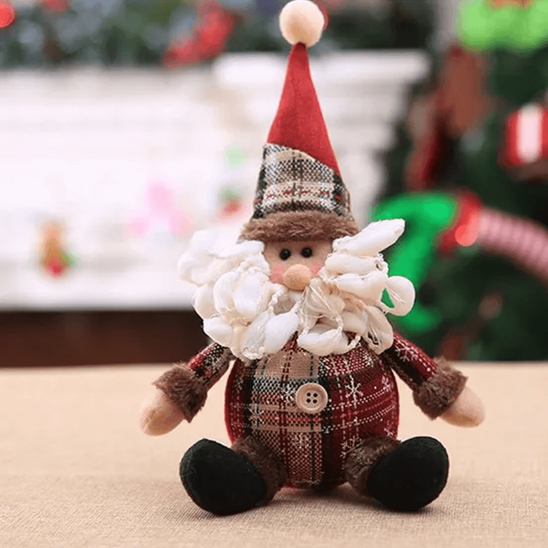 Kerstpop ornament van stof, met of zonder uitschuifbare poten - kerstversiering, kerstman, eland, sneeuwpop