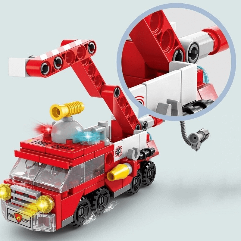 6-in-1 Bouwstenen Voertuigenset voor Kinderen | Brandweerwagen, Tank & Helikopter - STEM-Speelgoed voor Creatief Spelen & Leren (6-10 jaar)