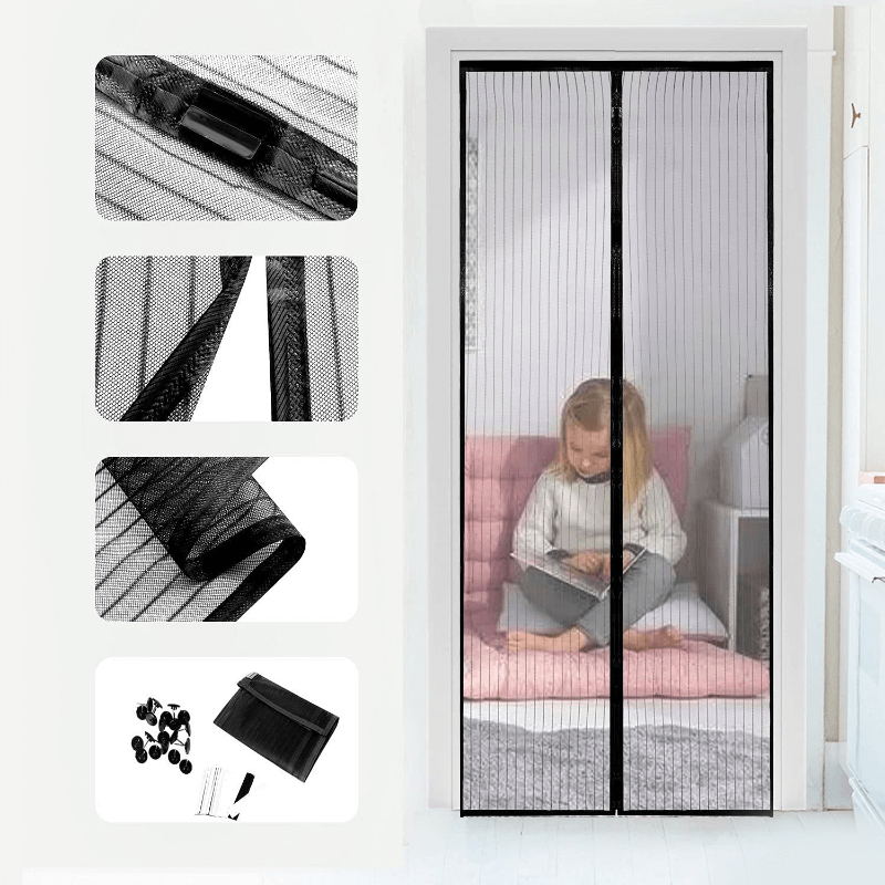 Magnetisch muskietennet voor deur met automatische sluiting | Insectennet met magnetisch slot - Bescherming tegen muggen voor patio, balkon & ingang (Meerdere maten)