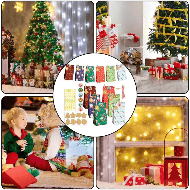 24x Multicoloured kerstcadeauzakjes - kant-en-klare cadeauzakjes