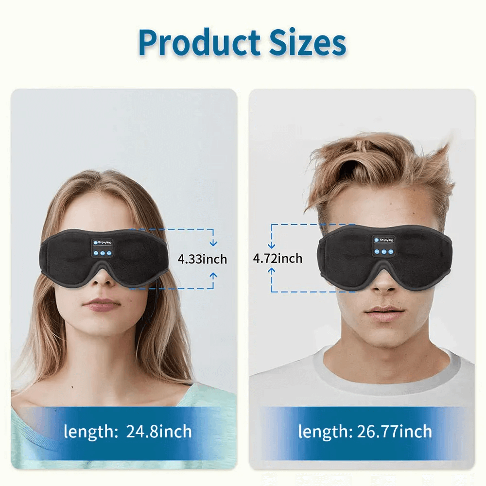 Snoozeit.™ - Bluetooth-slaapmasker met HD-luidsprekers - 3D-slaapkoptelefoon met automatische uitschakeling | draadloze Bluetooth 5.0