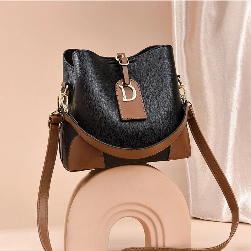 Modeva - Designer Geïnspireerd Vintage Leren Handtas met Emmer en Schouderriem