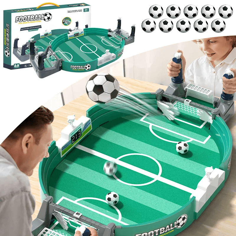 Tafelvoetbalspel voor kinderen & volwassenen - Minivoetbalspel in hout & ABS | Interactief 2-in-1 bordspel voor 2-4 spelers
