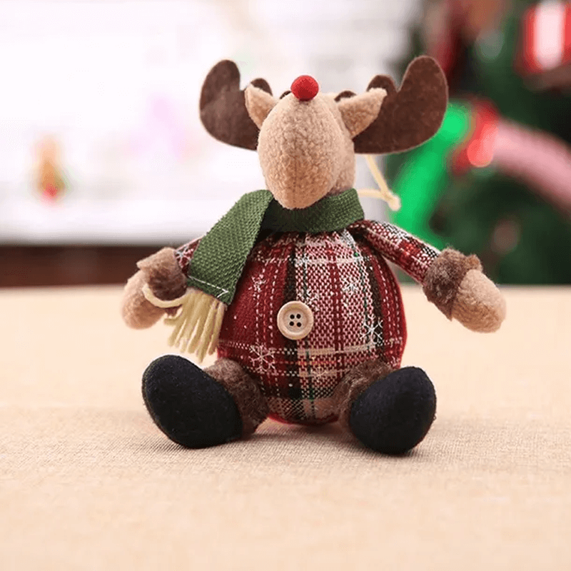 Kerstpop ornament van stof, met of zonder uitschuifbare poten - kerstversiering, kerstman, eland, sneeuwpop