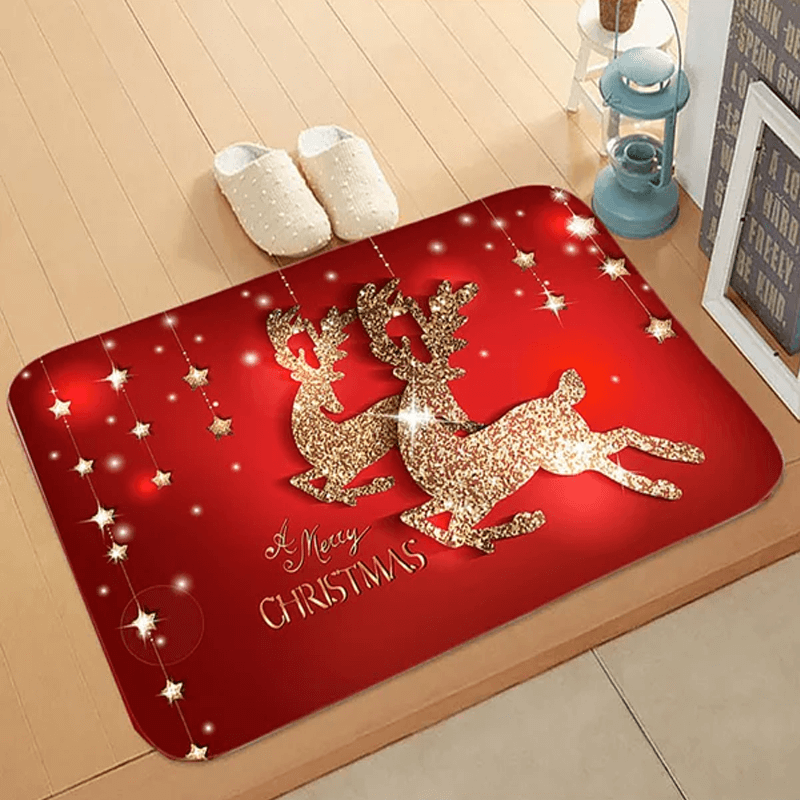 60x40 cm Welcoming Flanellen Kerstdeken - Vrolijk Kerstfeest, Kerstman, Ster, Rendier