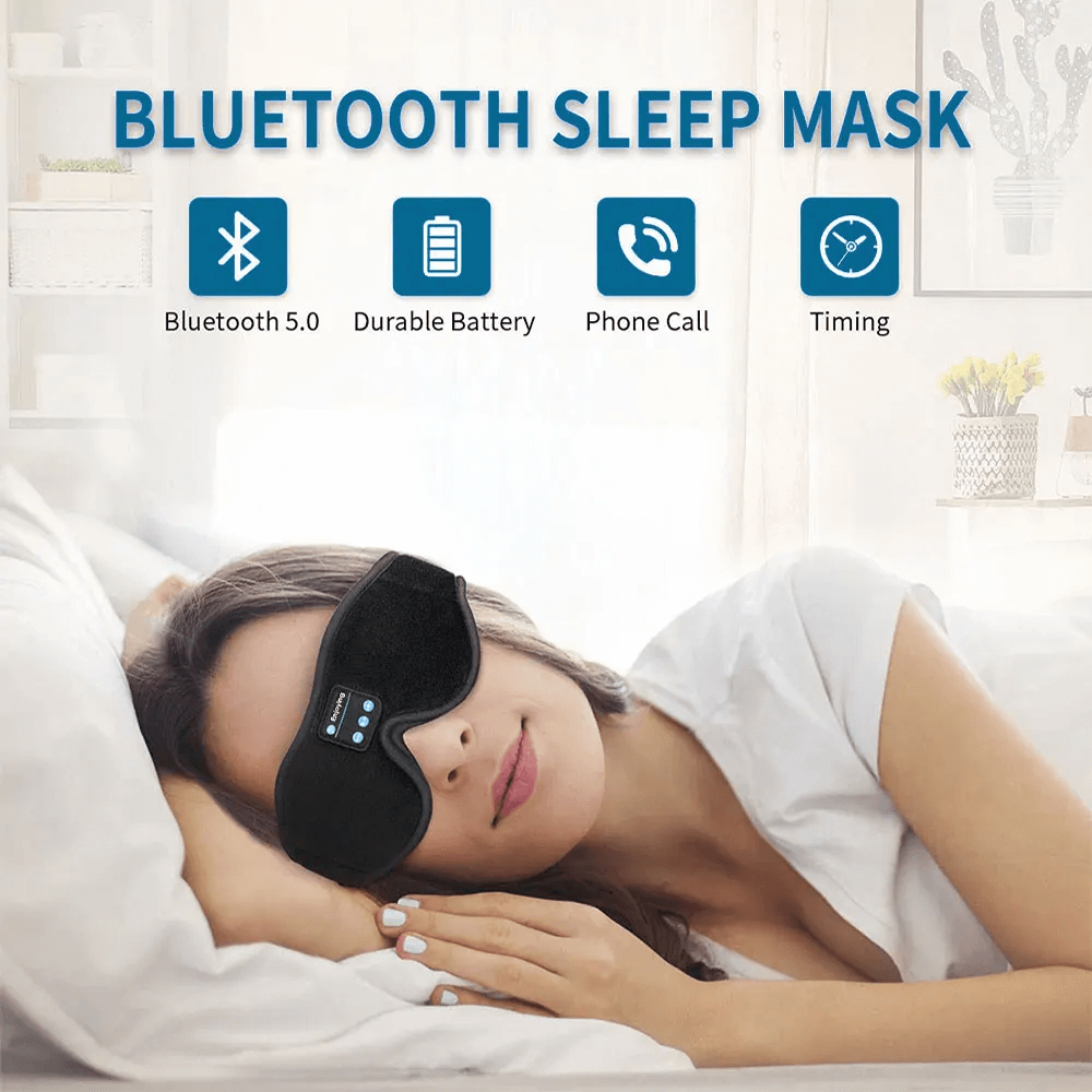 Snoozeit.™ - Bluetooth-slaapmasker met HD-luidsprekers - 3D-slaapkoptelefoon met automatische uitschakeling | draadloze Bluetooth 5.0