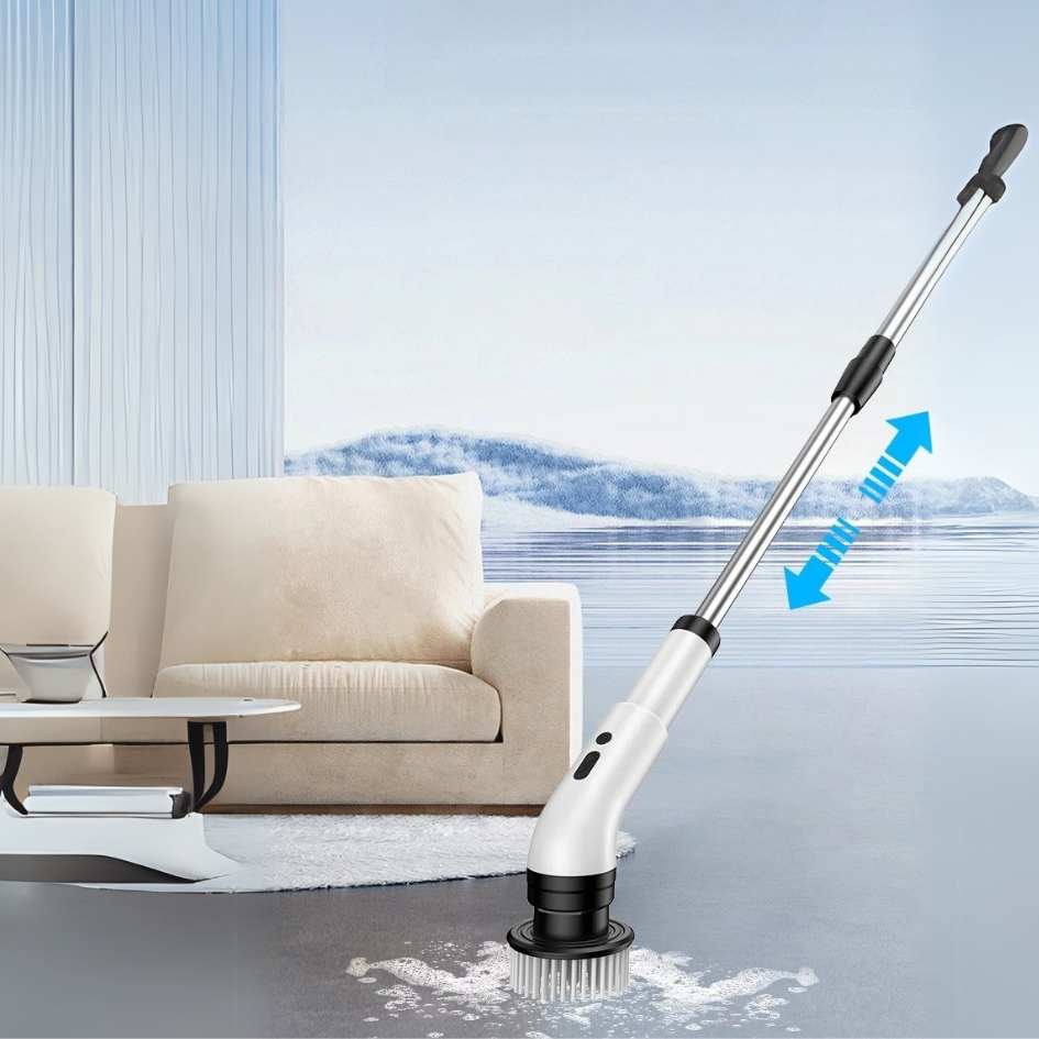 SpinClean - 9-in-1 elektrische reinigingsborstel met steel voor een milde reiniging