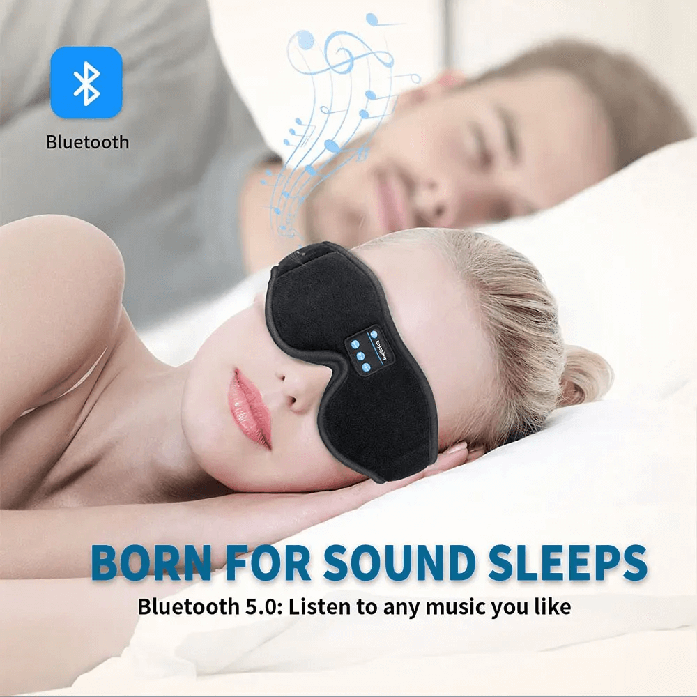 Snoozeit.™ - Bluetooth-slaapmasker met HD-luidsprekers - 3D-slaapkoptelefoon met automatische uitschakeling | draadloze Bluetooth 5.0