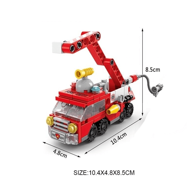 6-in-1 Bouwstenen Voertuigenset voor Kinderen | Brandweerwagen, Tank & Helikopter - STEM-Speelgoed voor Creatief Spelen & Leren (6-10 jaar)