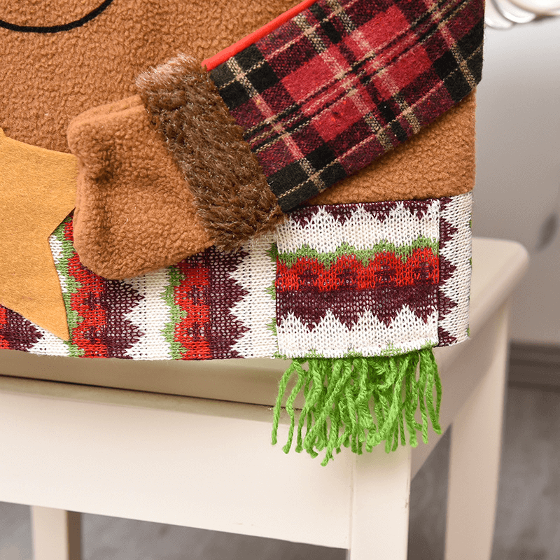 3x Kerst Decoratie Stoelhoezen voor de Rugleuning 48x54cm - Kerstman, Sneeuwman, Rendier