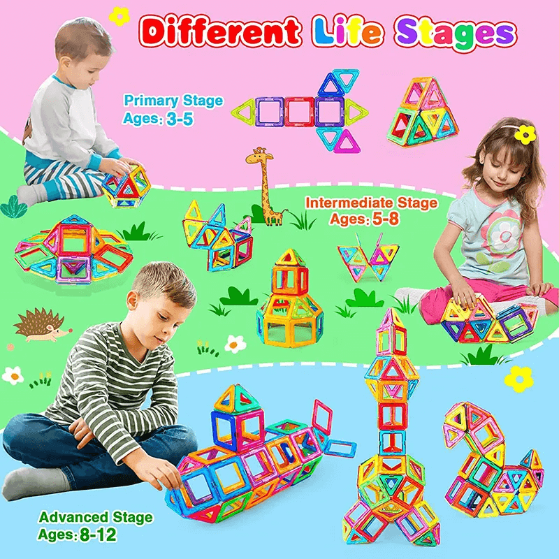 Magnetische Bouwstenen - Montessori Magnetische Sets voor Creatief Spelen, Bouwen en Leren, Perfect Educatief Speelgoed voor Kinderen