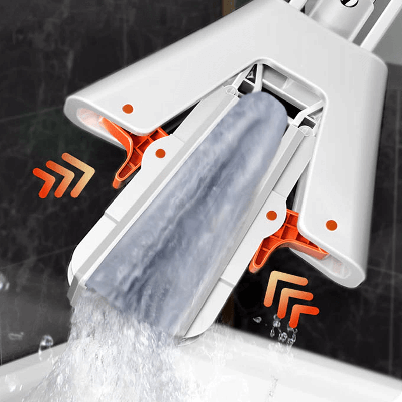 Zelfpersende mop met telescopische steel - opvouwbare katoenen mop voor effectief reinigen en drogen van vloeren