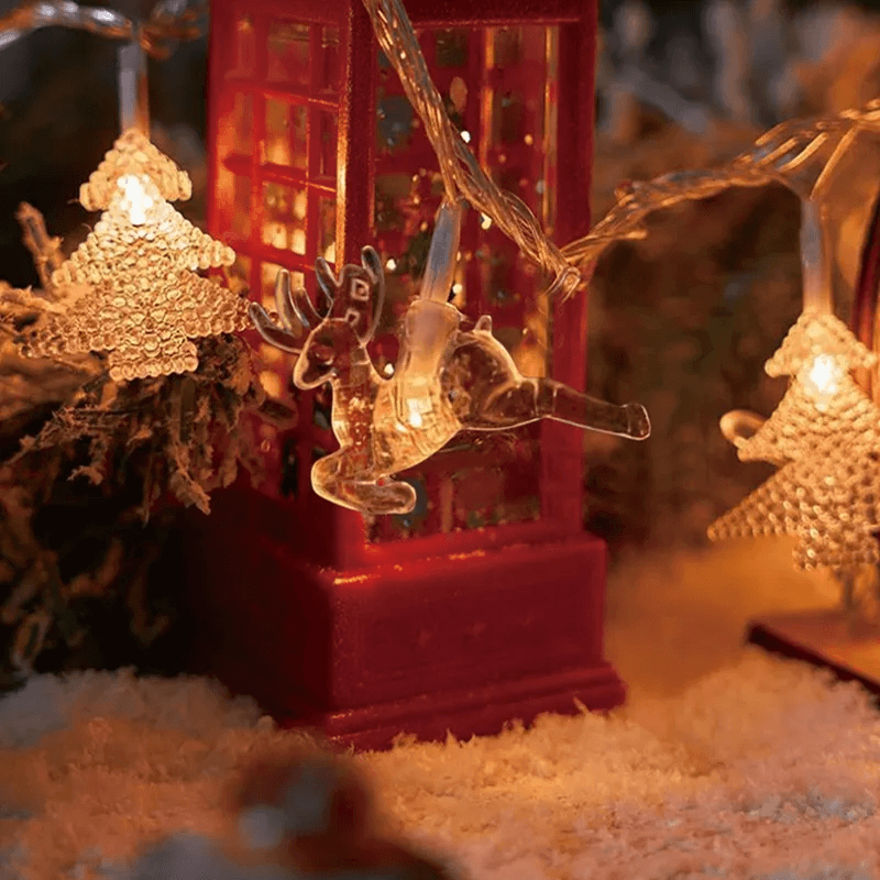 1,5-3m LED-stringverlichting met kerstthema, kerststringverlichting - sneeuwvlokken, rendieren, sterren, kerstboom