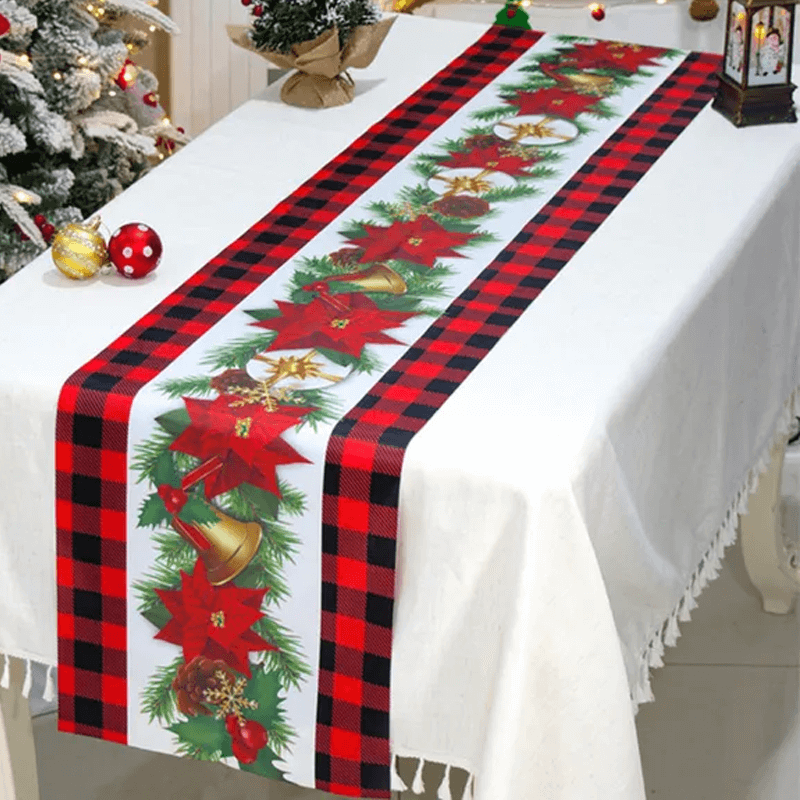 Stoffen kersttafelkleed voor eettafel 180x35cm - versier de eettafel in kerstsfeer