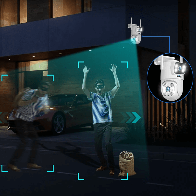 360° WiFi bewakingscamera met dubbele lens | AI menselijke detectie, nachtzicht, IP66 & mobiele bediening