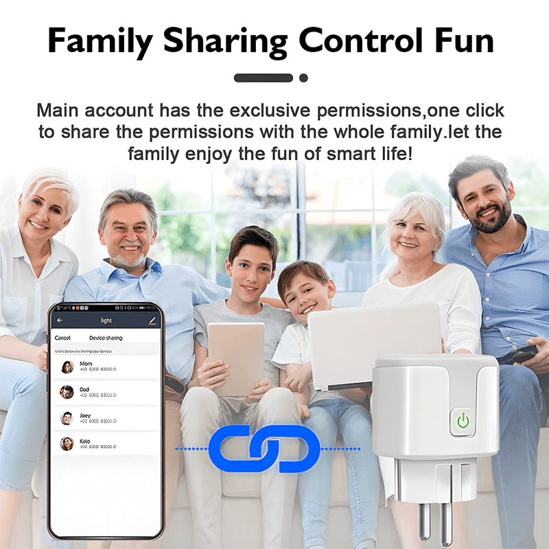 Slimme wifi-contactdoos 16A/20A - Spraakgestuurde contactdoosadapter