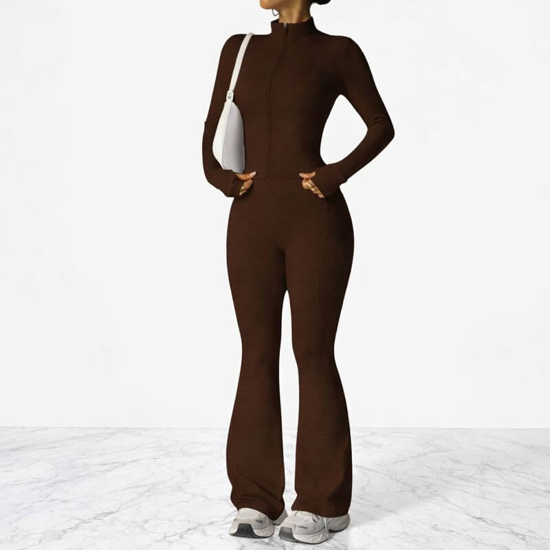 AeroFlare – Snabbtorkande Träningsset för Dam med Slim Fit Jacka & Flared Tights för Yoga, Träning och Vardag